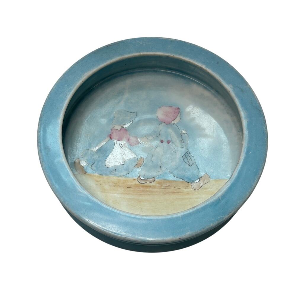 Antique MZ Austria Ceramic Baby Bowl Dish Hand Painted Artist Signed EUC